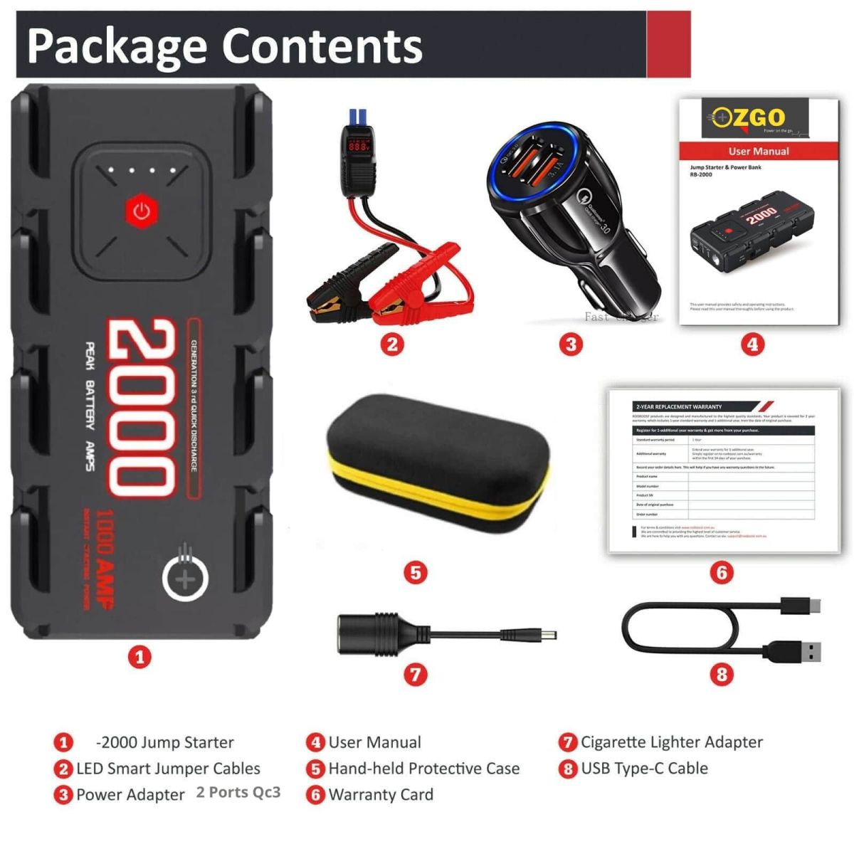Portable 12v Jump Starter 2000 Amp Portable, portable jump starter pack
